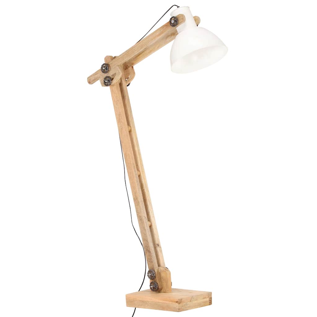 vidaXL Lampa podłogowa, biała, lite drewno mango, E27