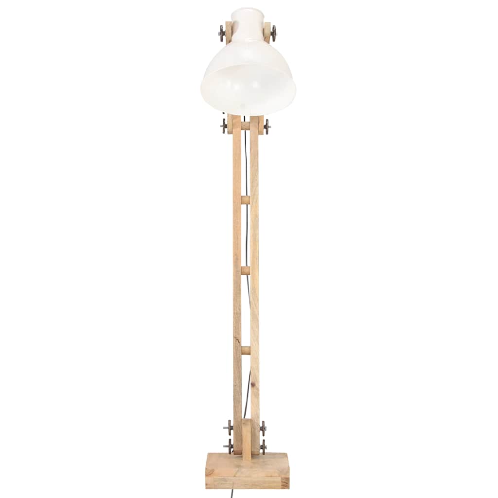 vidaXL Lampa podłogowa, biała, lite drewno mango, E27