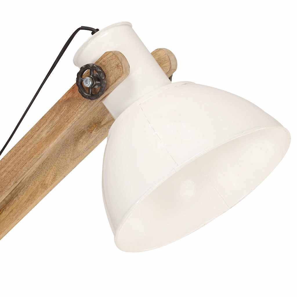 vidaXL Lampa podłogowa, biała, lite drewno mango, E27