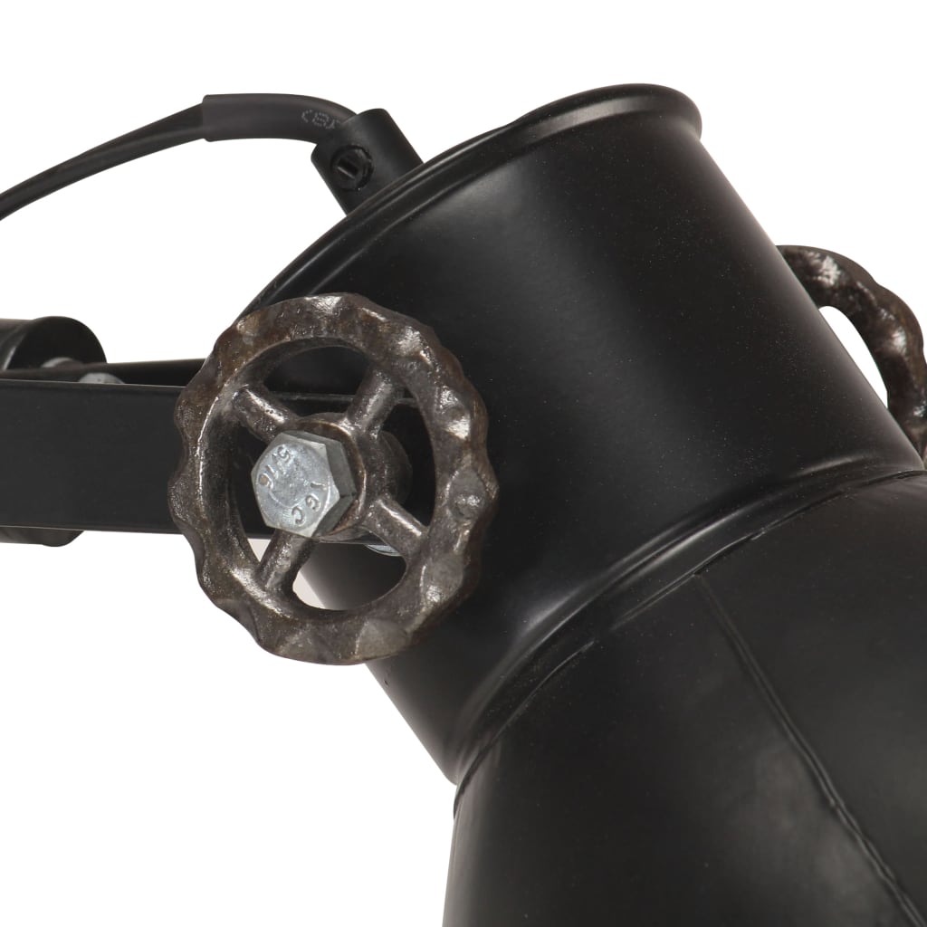 vidaXL Lampa podłogowa z 2 kloszami, czarna, E27, żeliwo