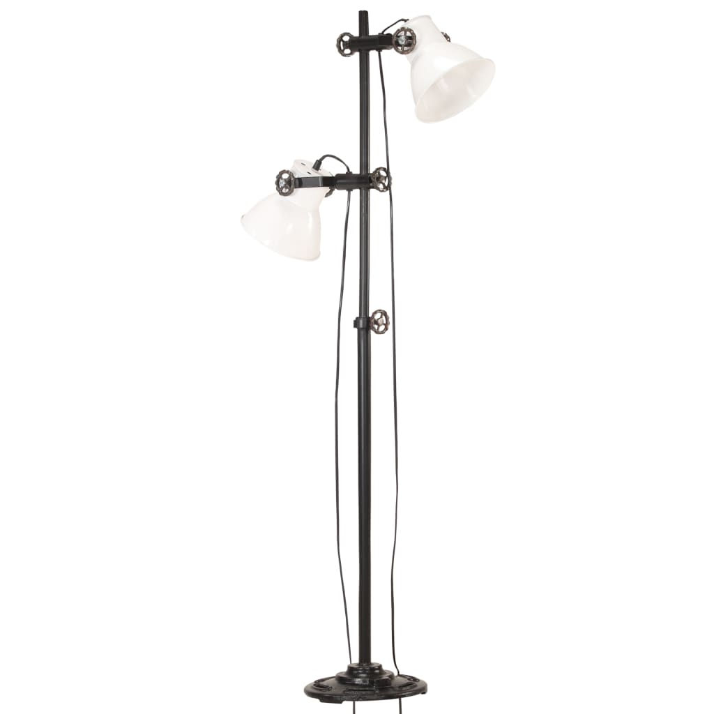 vidaXL Lampa podłogowa z 2 kloszami, biała, E27, żeliwo