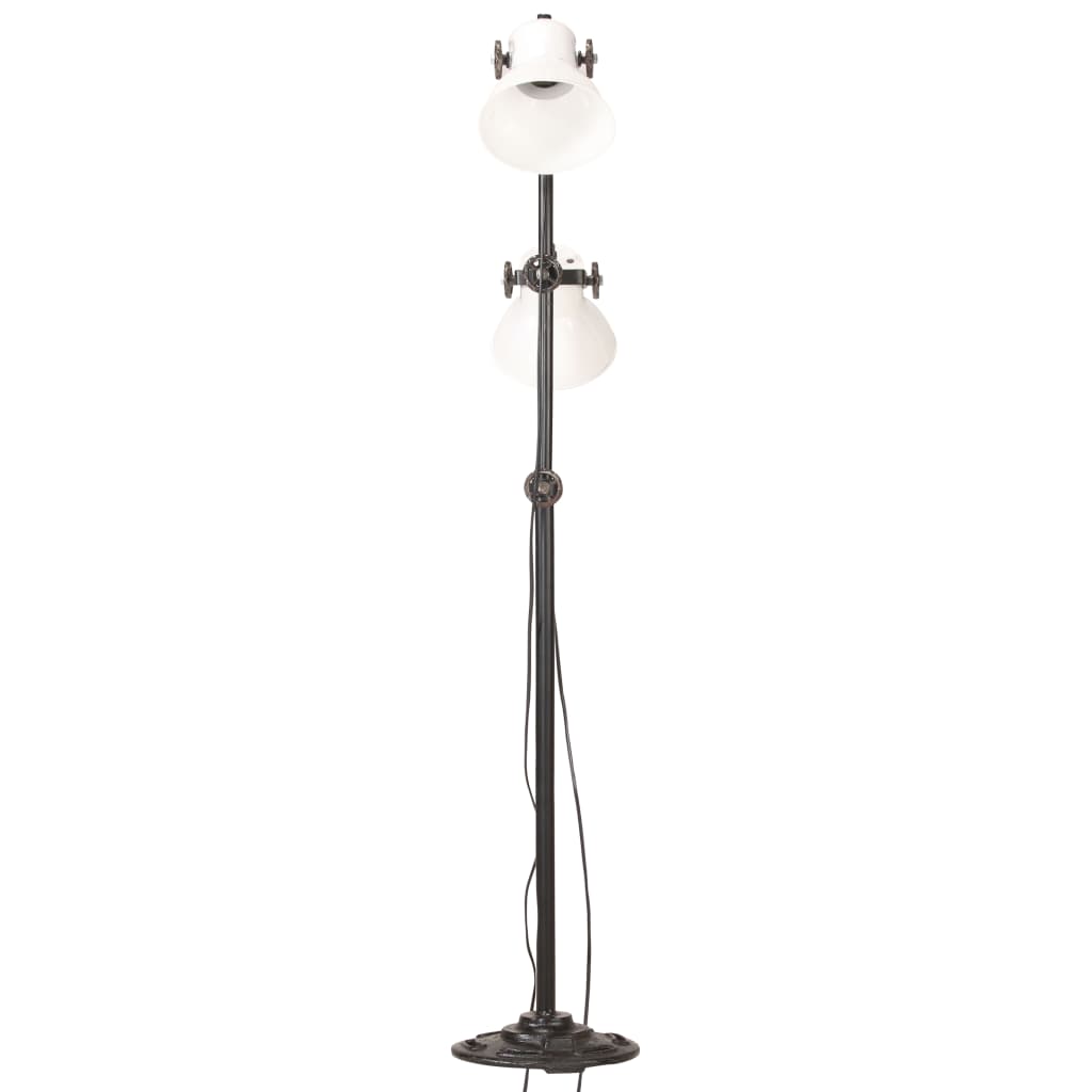 vidaXL Lampa podłogowa z 2 kloszami, biała, E27, żeliwo