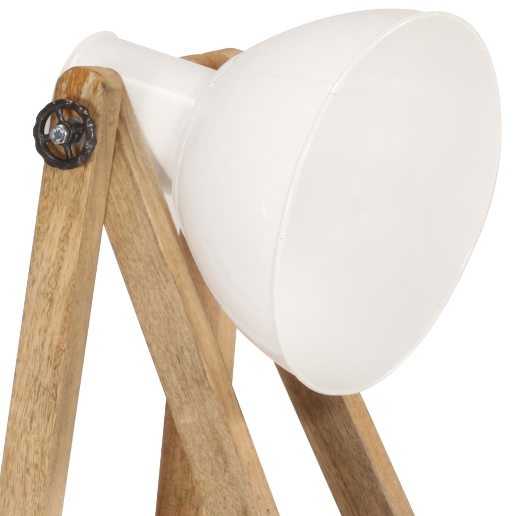 vidaXL Lampy podłogowe, 3 szt., białe, E27, lite drewno mango