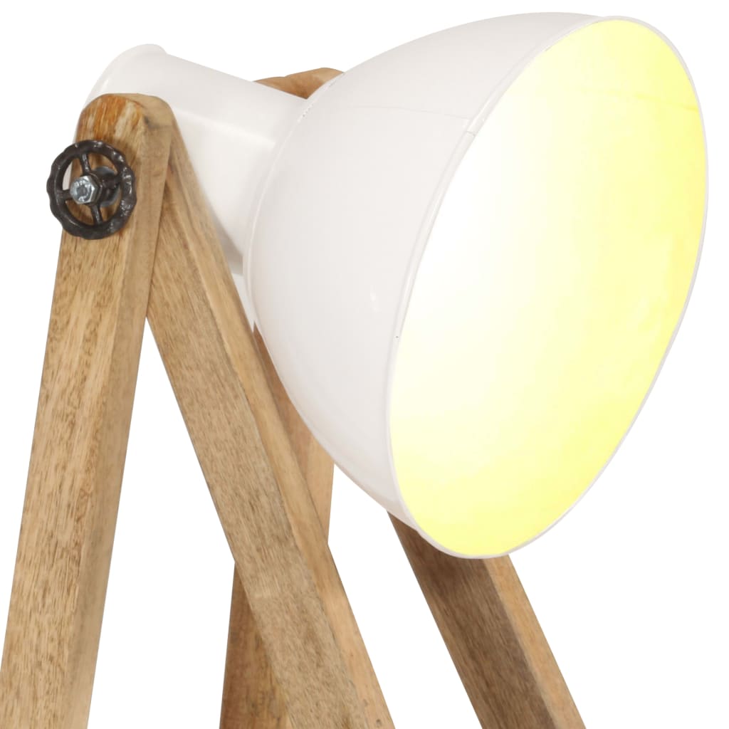 vidaXL Lampy podłogowe, 3 szt., białe, E27, lite drewno mango