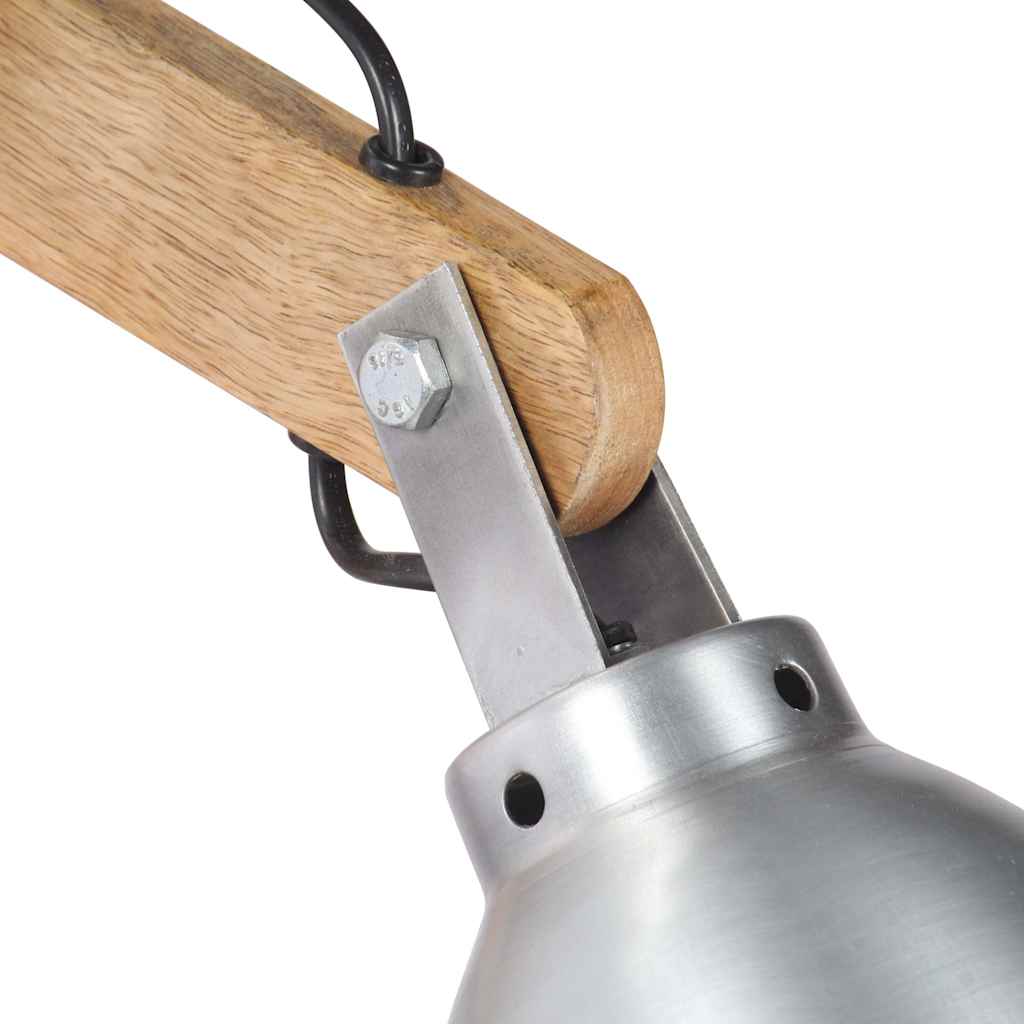 vidaXL Lampa ścienna, srebrna, E27, lite drewno mango i żelazo