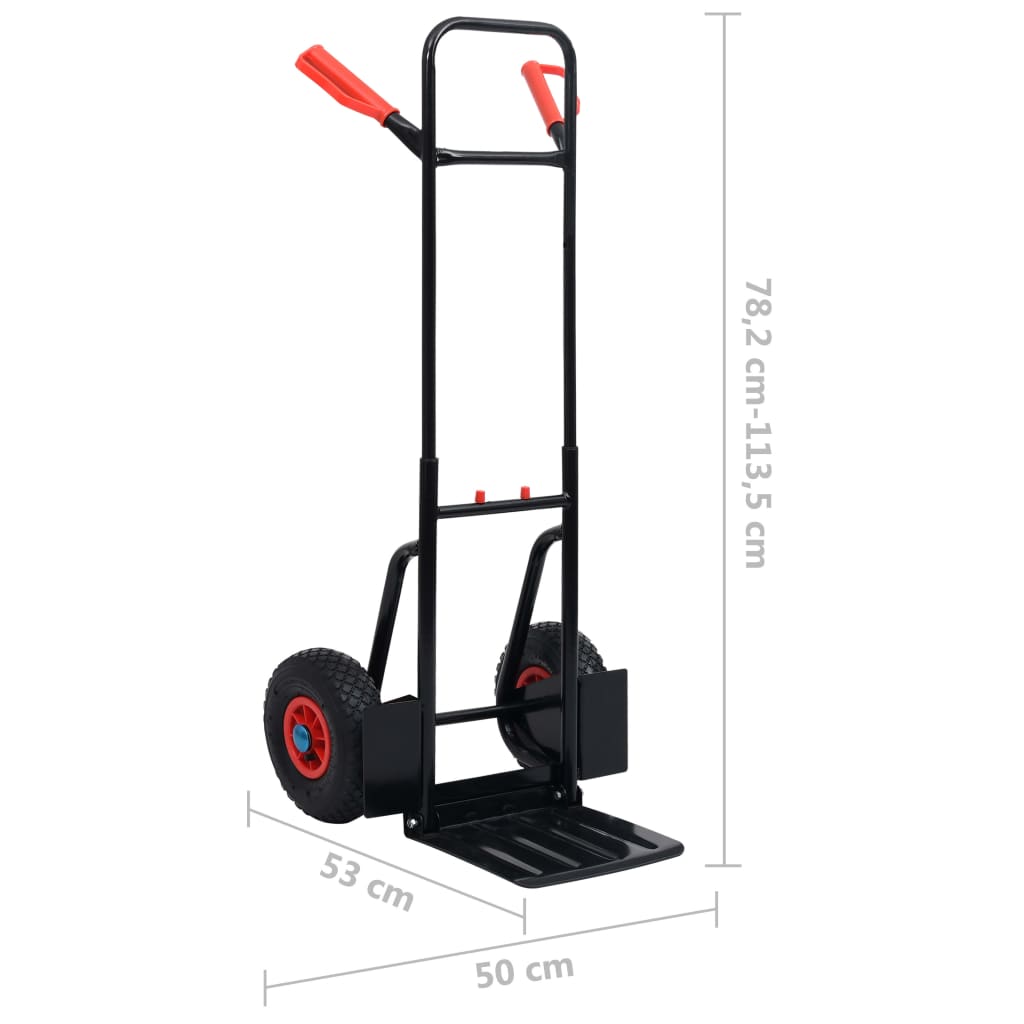 vidaXL Teleskopowy wózek ręczny, 200 kg, czarno-czerwony
