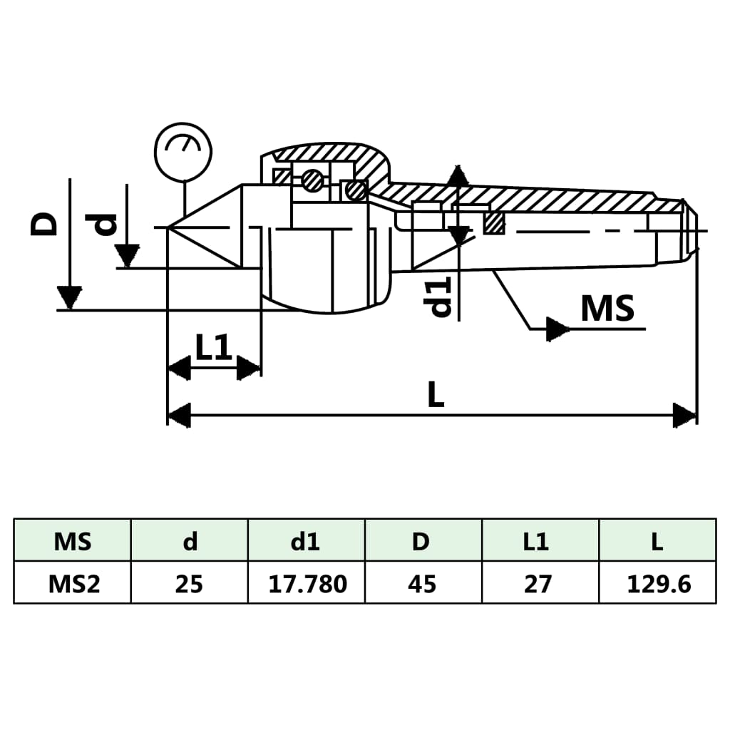 vidaXL Obrotowy kieł tokarski, DM312 MT2/MK2