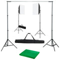 vidaXL Fotograficzny zestaw studyjny z lampami softbox i tłem