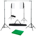 vidaXL Fotograficzny zestaw studyjny z lampami softbox i tłem