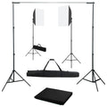 vidaXL Fotograficzny zestaw studyjny z lampami softbox i tłem
