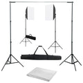 vidaXL Fotograficzny zestaw studyjny z lampami softbox i tłem