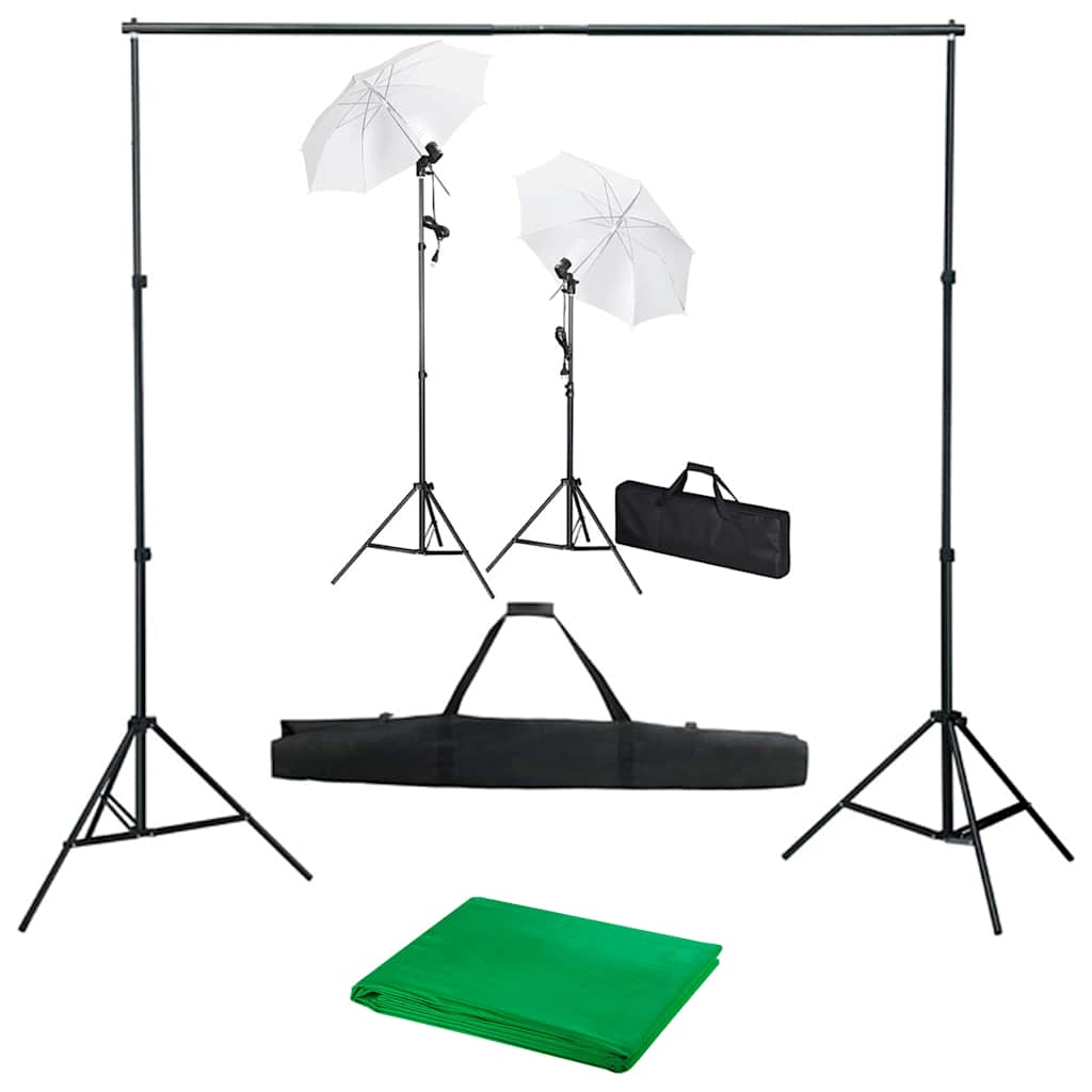 vidaXL Fotograficzny zestaw studyjny z tłem, lampami i parasolkami