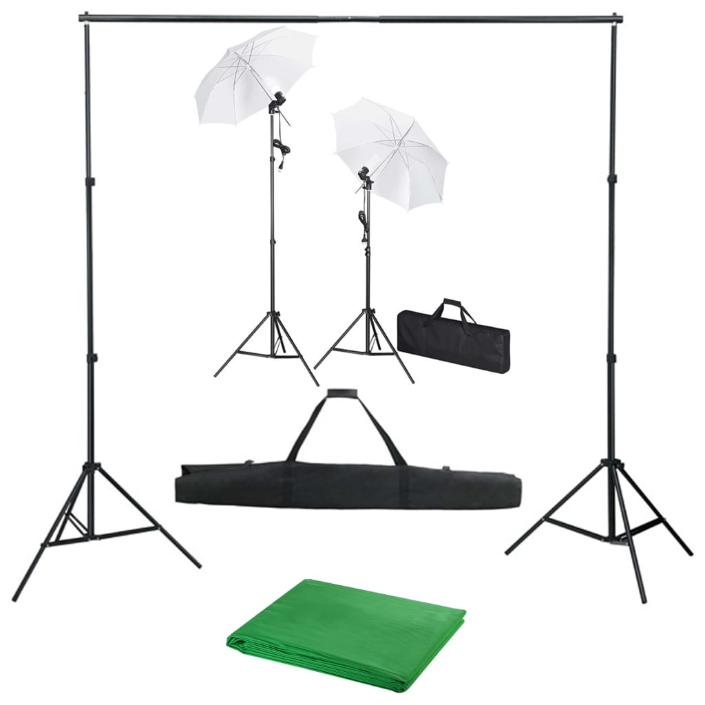 vidaXL Fotograficzny zestaw studyjny z tłem, lampami i parasolkami