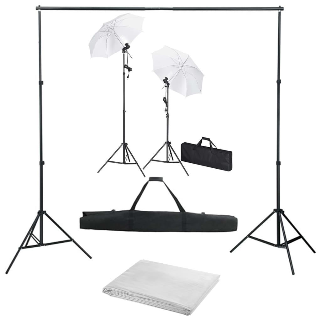 vidaXL Fotograficzny zestaw studyjny z tłem, lampami i parasolkami