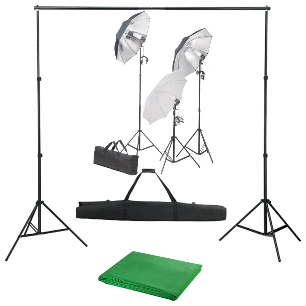 vidaXL Fotograficzny zestaw studyjny z lampami i tłem