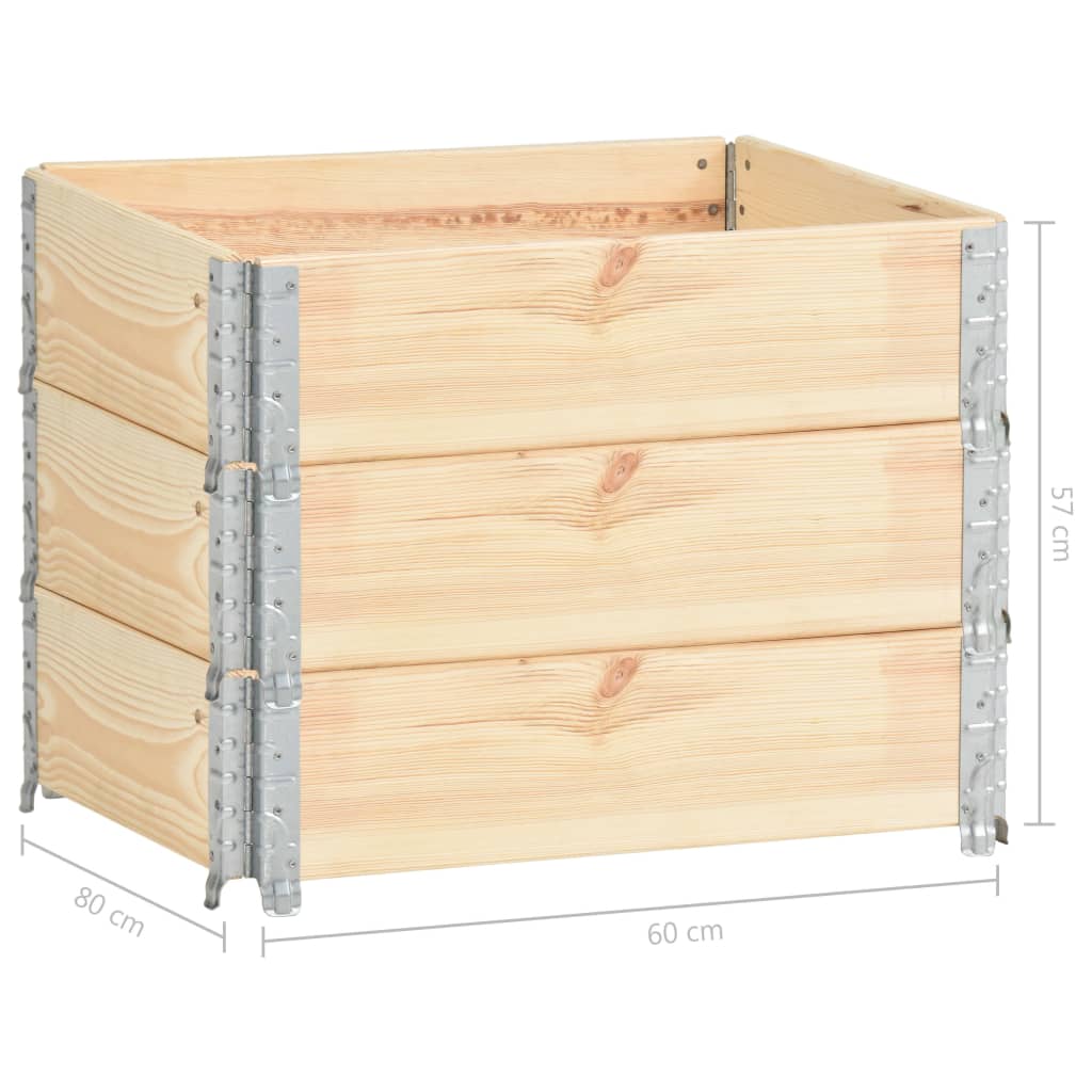 vidaXL Podniesione grządki, 3 szt., 60x80 cm, lite drewno sosnowe