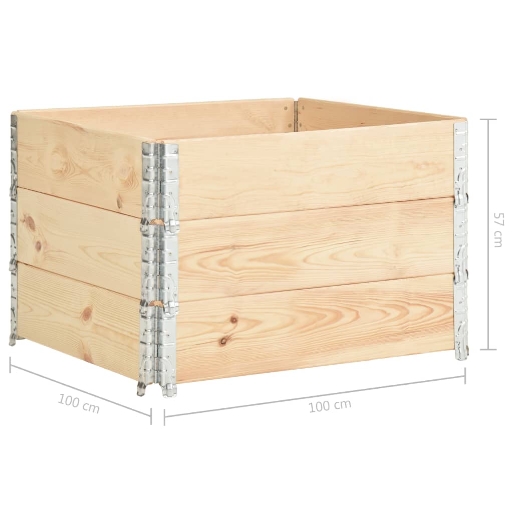 vidaXL Podniesione grządki, 3 szt., 100x100 cm, lite drewno sosnowe