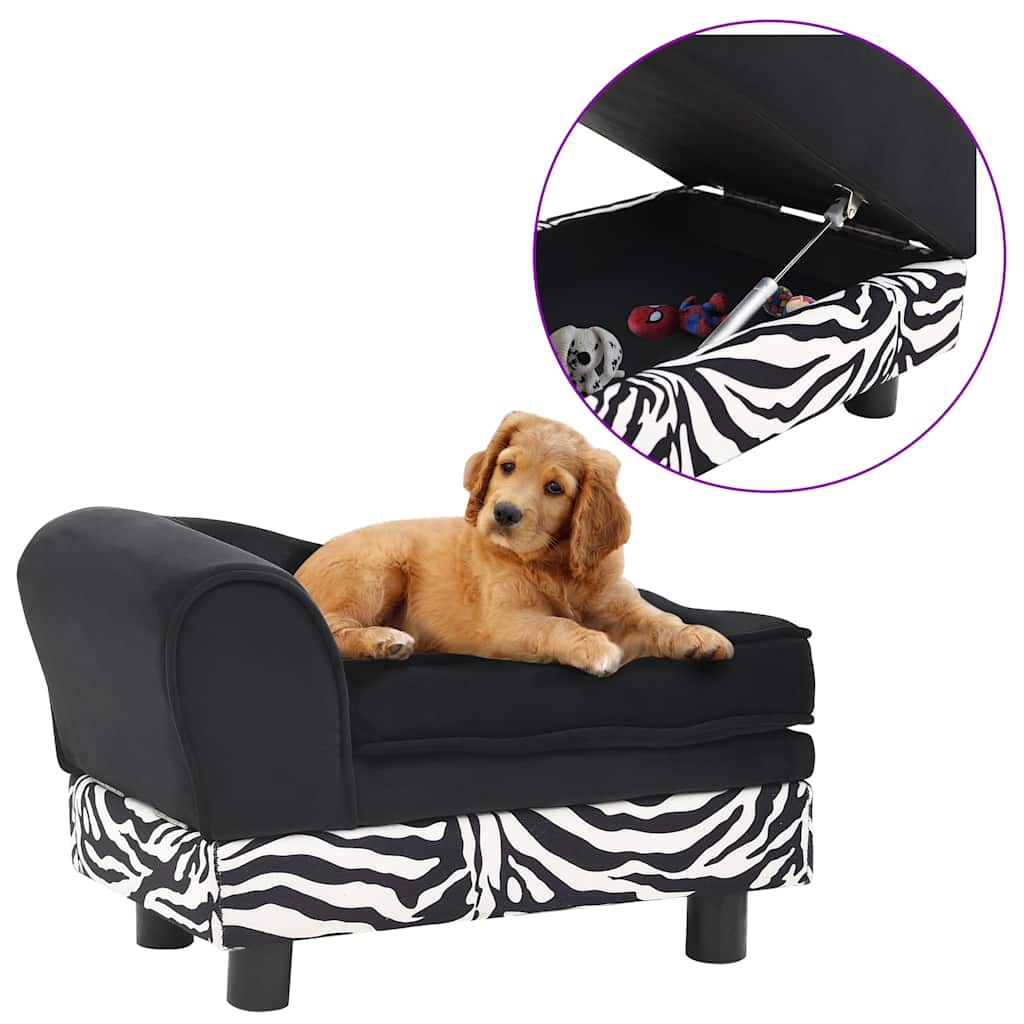 vidaXL Sofa dla psa, czarna, 57x34x36 cm, pluszowa