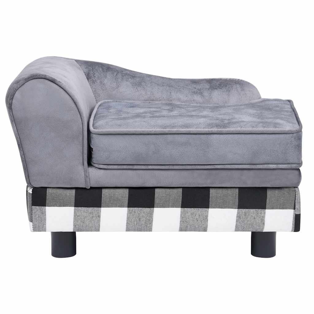 vidaXL Sofa dla psa, szara, 57x34x36 cm, pluszowa