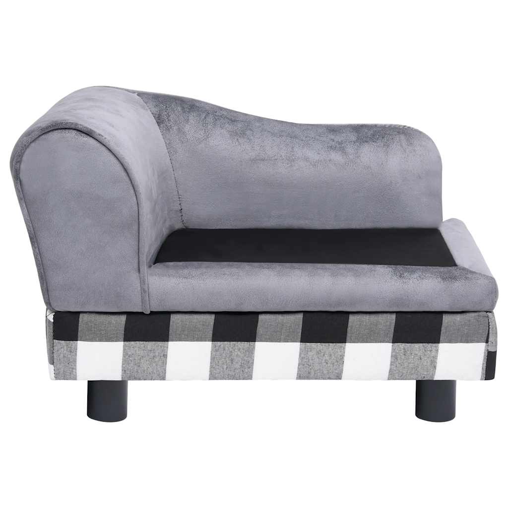 vidaXL Sofa dla psa, szara, 57x34x36 cm, pluszowa