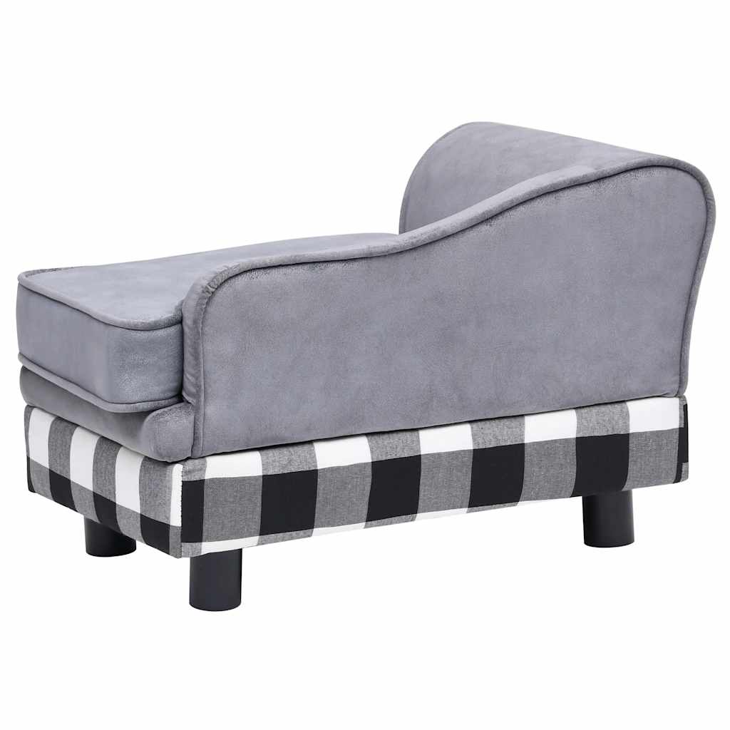 vidaXL Sofa dla psa, szara, 57x34x36 cm, pluszowa