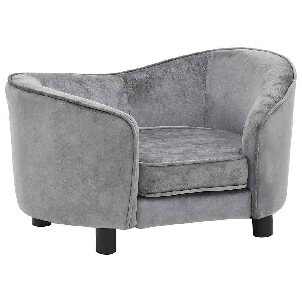 vidaXL Sofa dla psa, szara, 69x49x40 cm, pluszowa