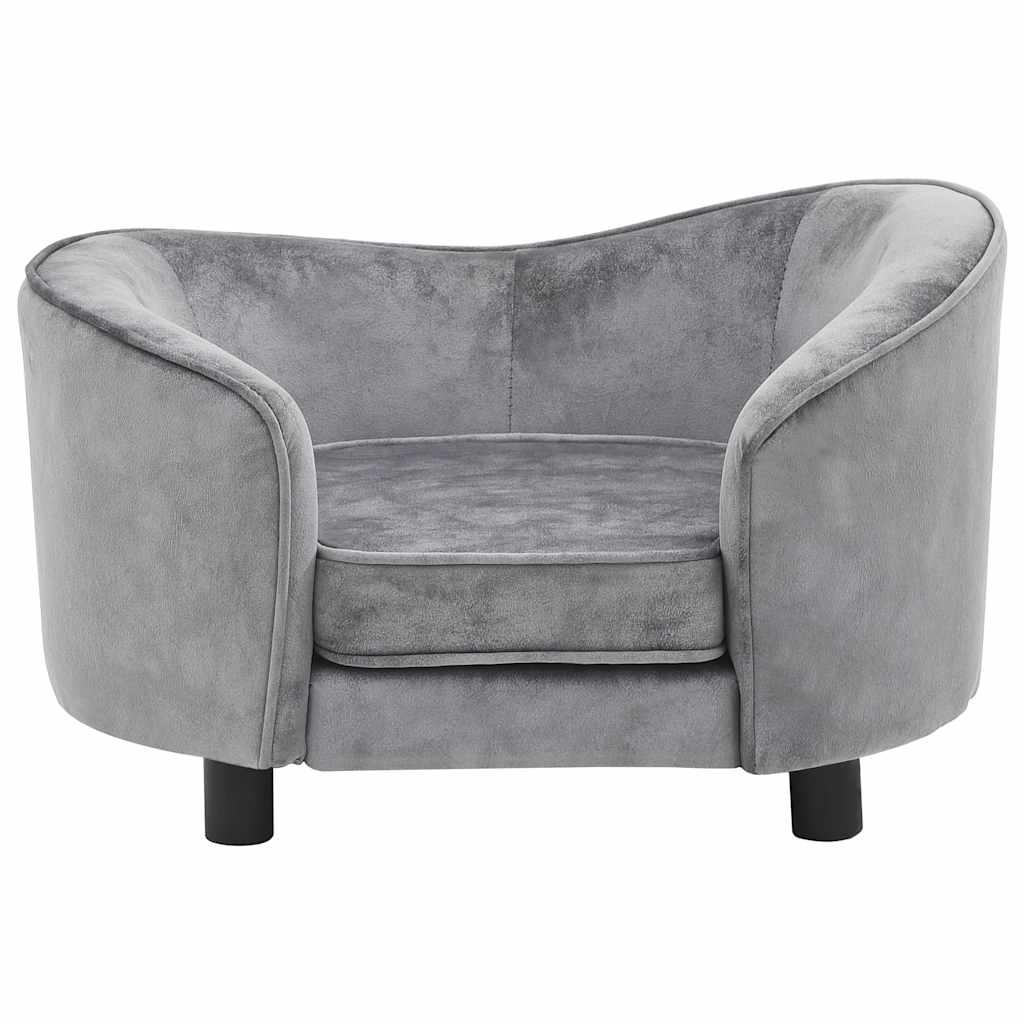 vidaXL Sofa dla psa, szara, 69x49x40 cm, pluszowa