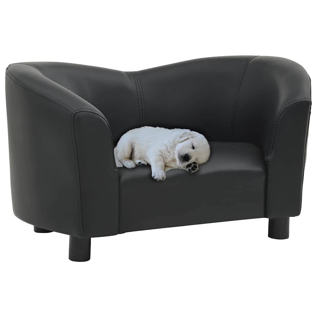 vidaXL Sofa dla psa, czarna, 67x41x39 cm, sztuczna skóra
