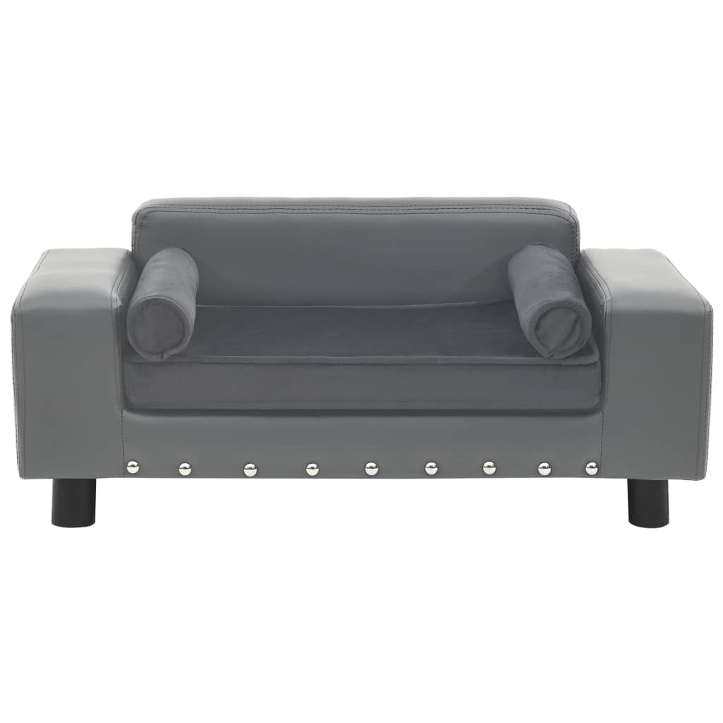 vidaXL Sofa dla psa, szara, 81x43x31 cm, plusz i sztuczna skóra