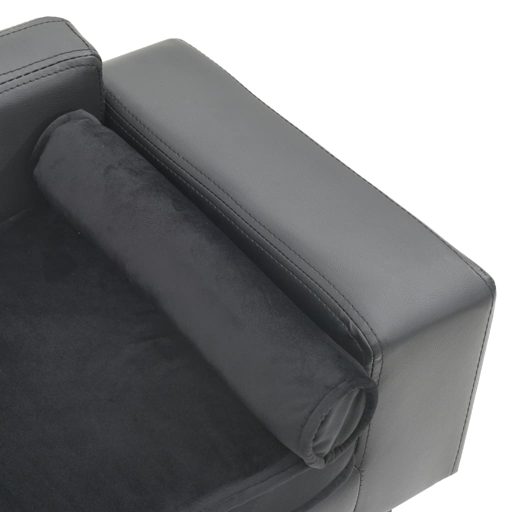 vidaXL Sofa dla psa, szara, 81x43x31 cm, plusz i sztuczna skóra
