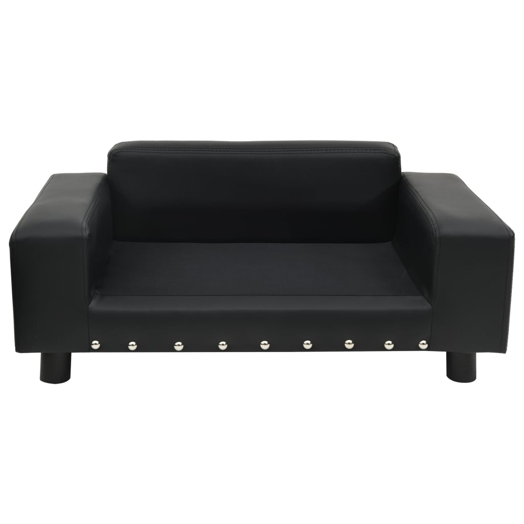 vidaXL Sofa dla psa, czarna, 81x43x31 cm, plusz i sztuczna skóra