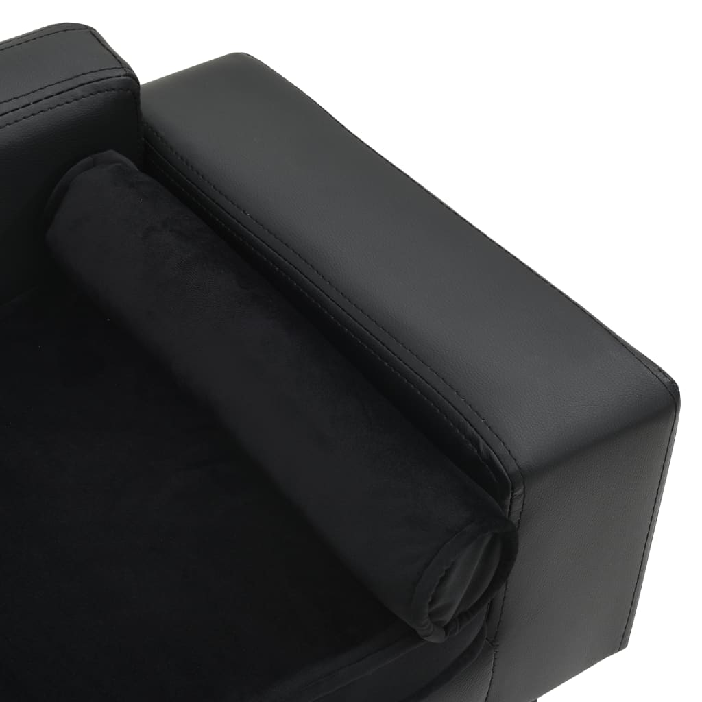 vidaXL Sofa dla psa, czarna, 81x43x31 cm, plusz i sztuczna skóra