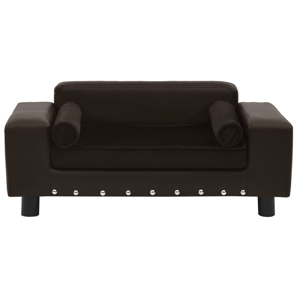 vidaXL Sofa dla psa, brązowa, 81x43x31 cm, plusz i sztuczna skóra