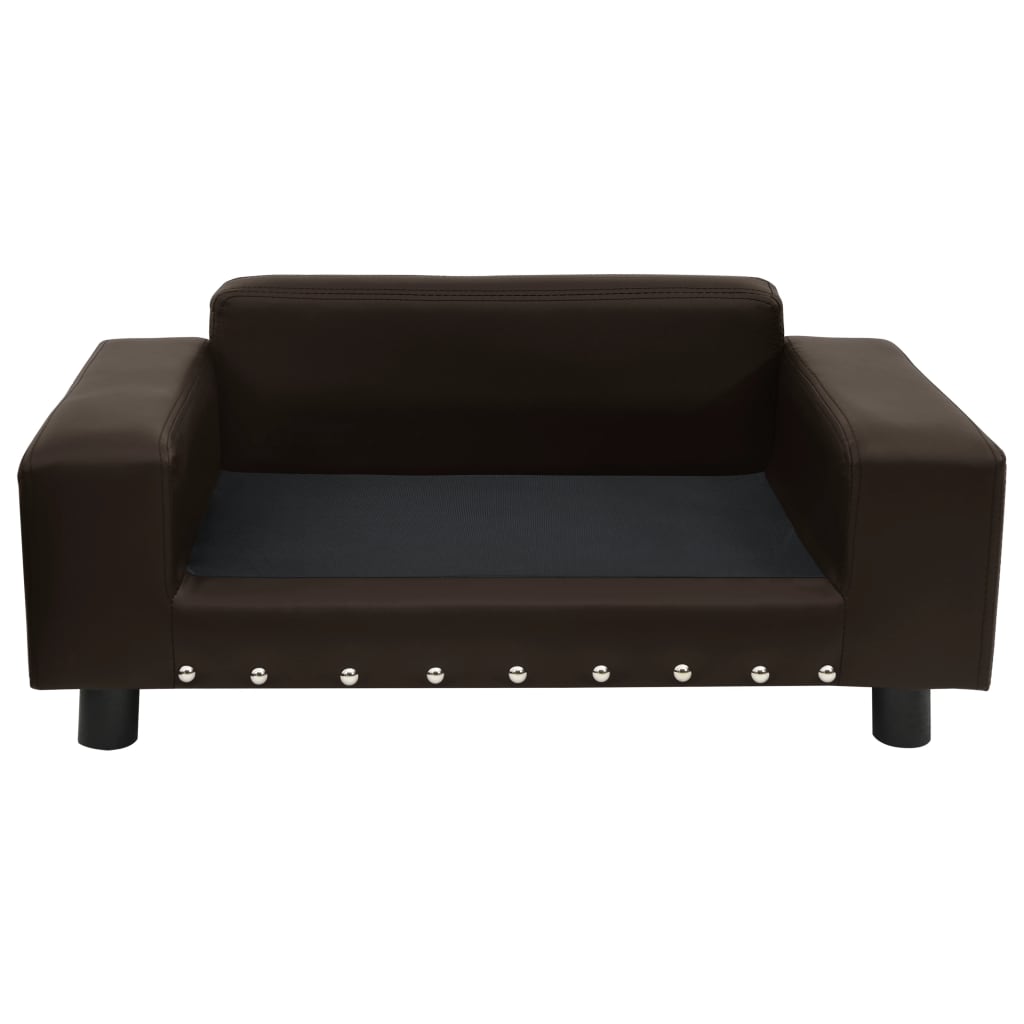 vidaXL Sofa dla psa, brązowa, 81x43x31 cm, plusz i sztuczna skóra