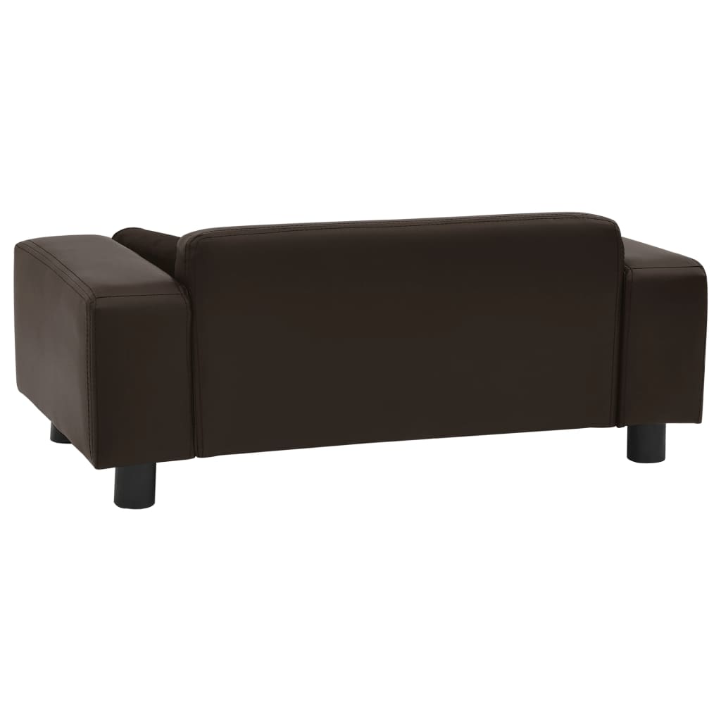 vidaXL Sofa dla psa, brązowa, 81x43x31 cm, plusz i sztuczna skóra