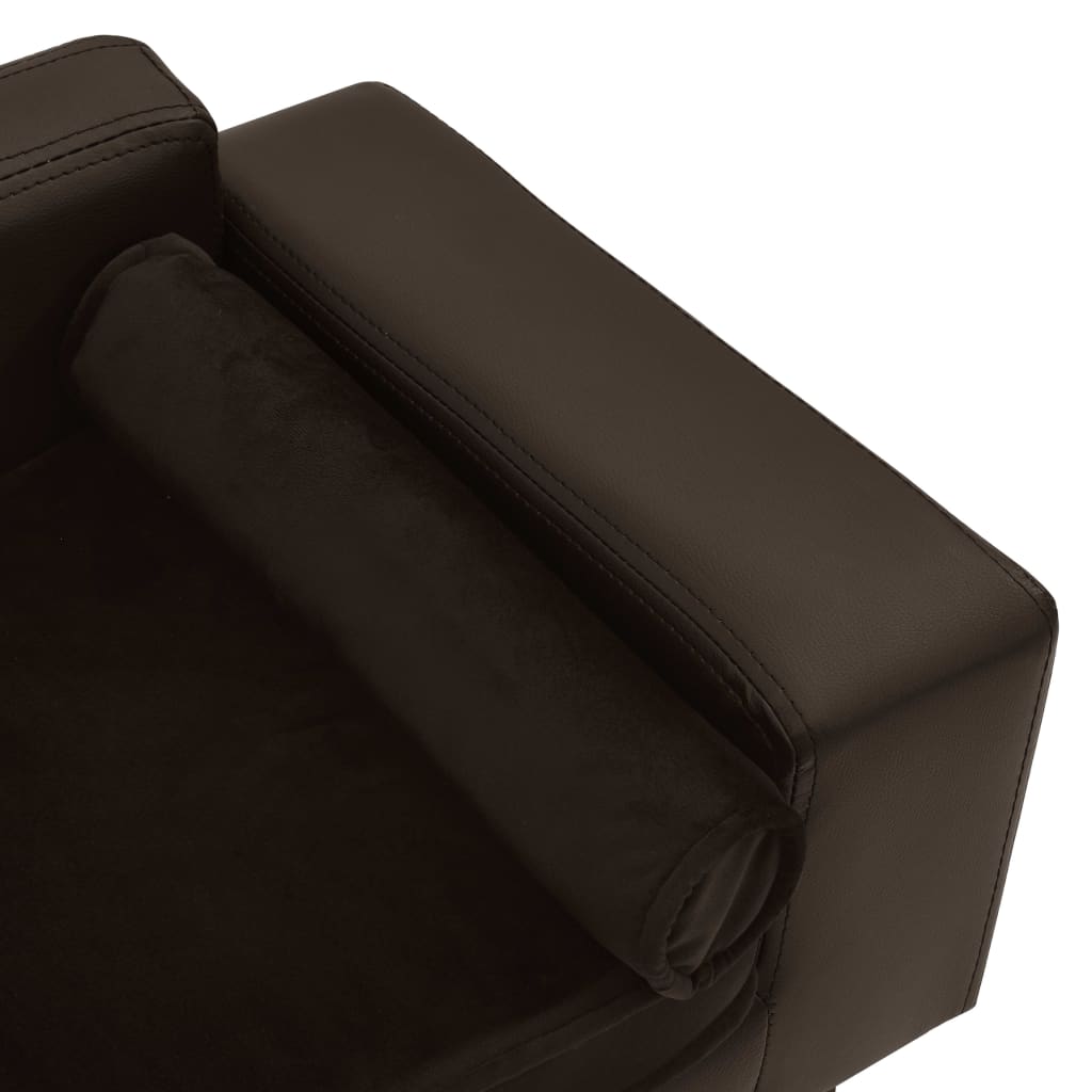 vidaXL Sofa dla psa, brązowa, 81x43x31 cm, plusz i sztuczna skóra