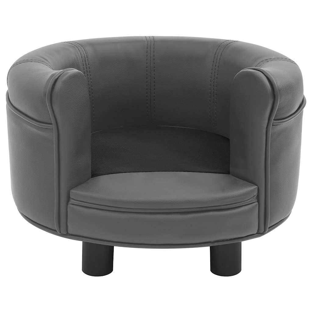 vidaXL Sofa dla psa, szara, 48x48x32 cm, plusz i sztuczna skóra