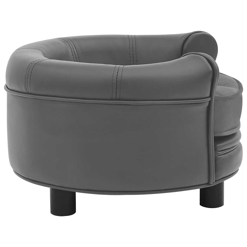 vidaXL Sofa dla psa, szara, 48x48x32 cm, plusz i sztuczna skóra