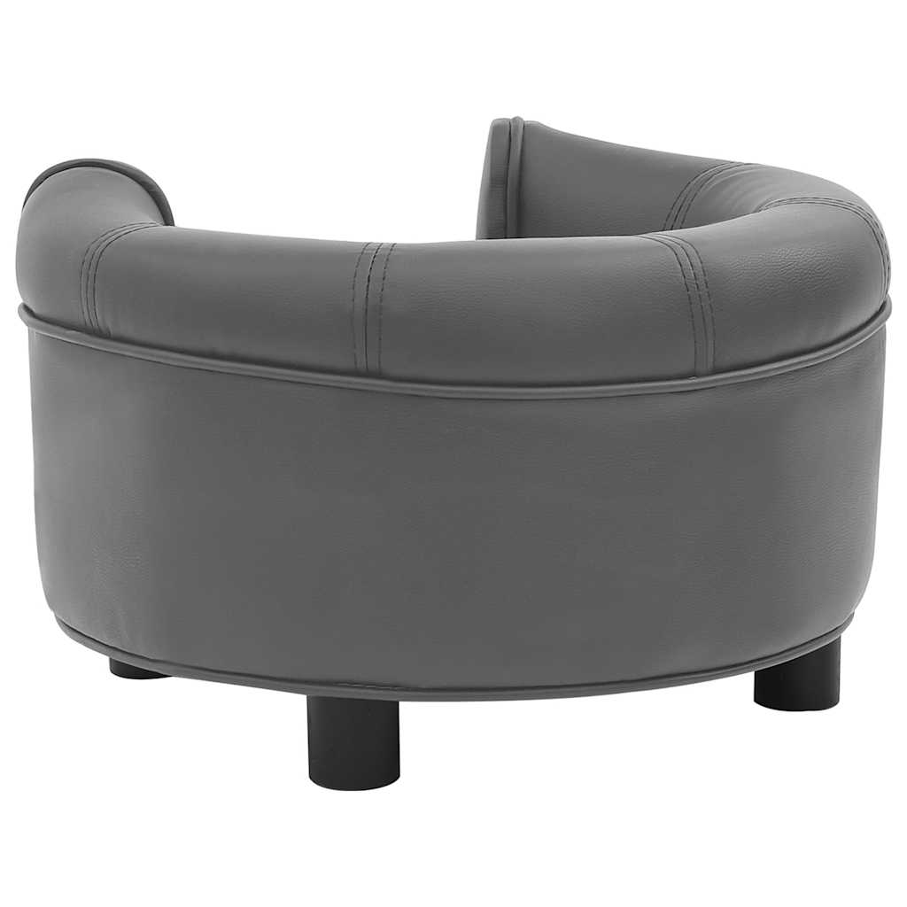 vidaXL Sofa dla psa, szara, 48x48x32 cm, plusz i sztuczna skóra