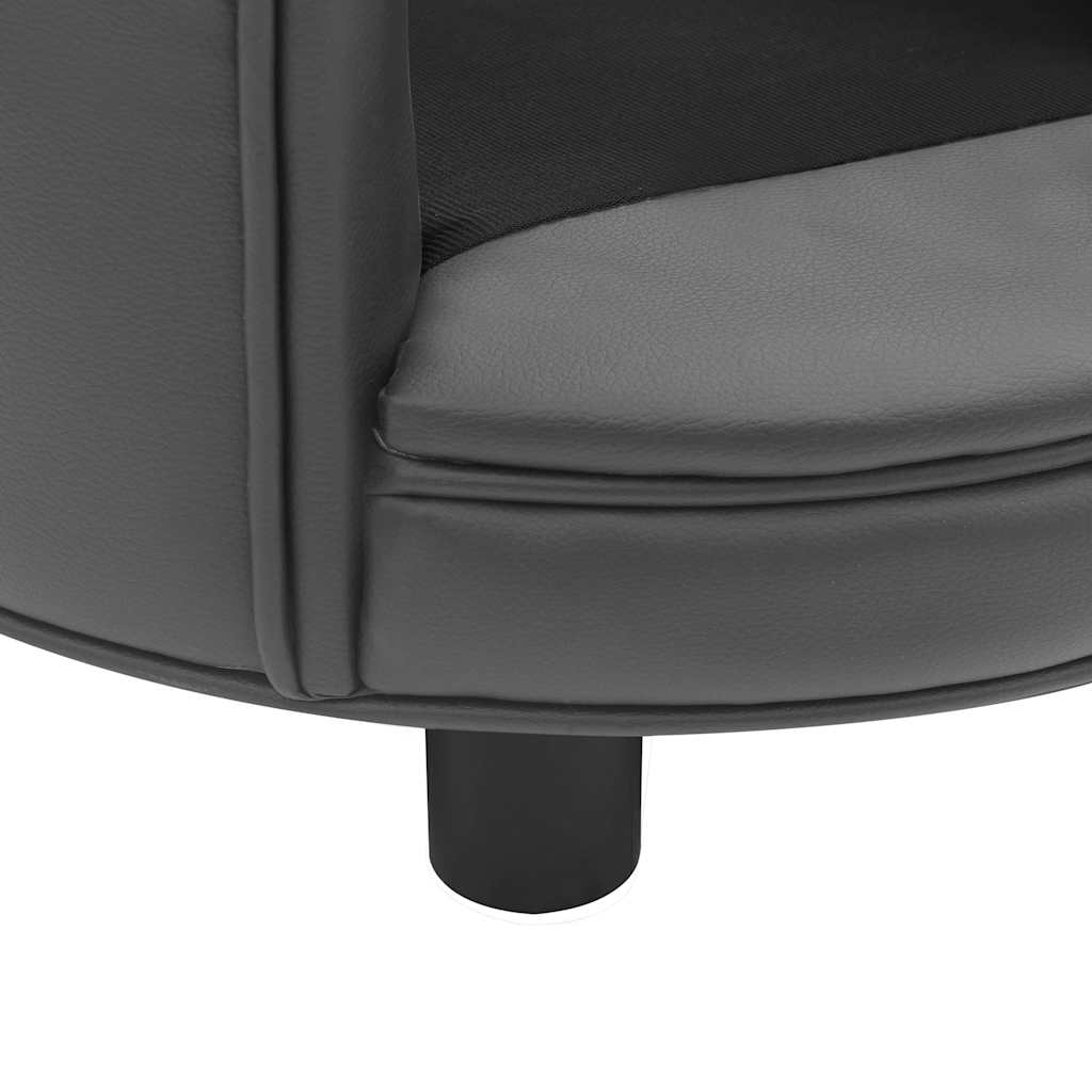 vidaXL Sofa dla psa, szara, 48x48x32 cm, plusz i sztuczna skóra