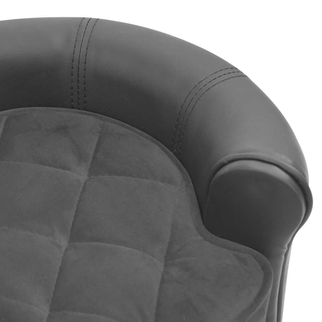 vidaXL Sofa dla psa, szara, 48x48x32 cm, plusz i sztuczna skóra