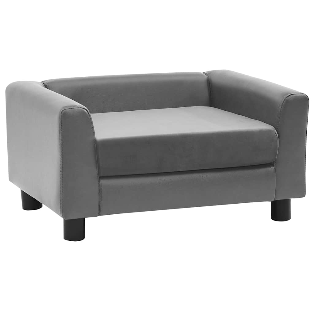 vidaXL Sofa dla psa, szara, 60x43x30 cm, plusz i sztuczna skóra