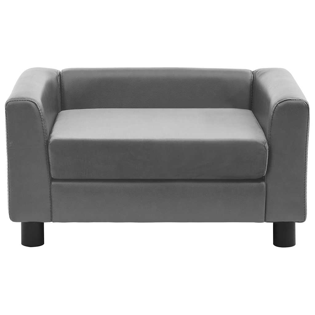 vidaXL Sofa dla psa, szara, 60x43x30 cm, plusz i sztuczna skóra