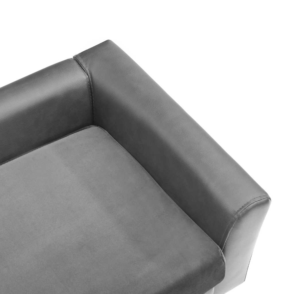 vidaXL Sofa dla psa, szara, 60x43x30 cm, plusz i sztuczna skóra