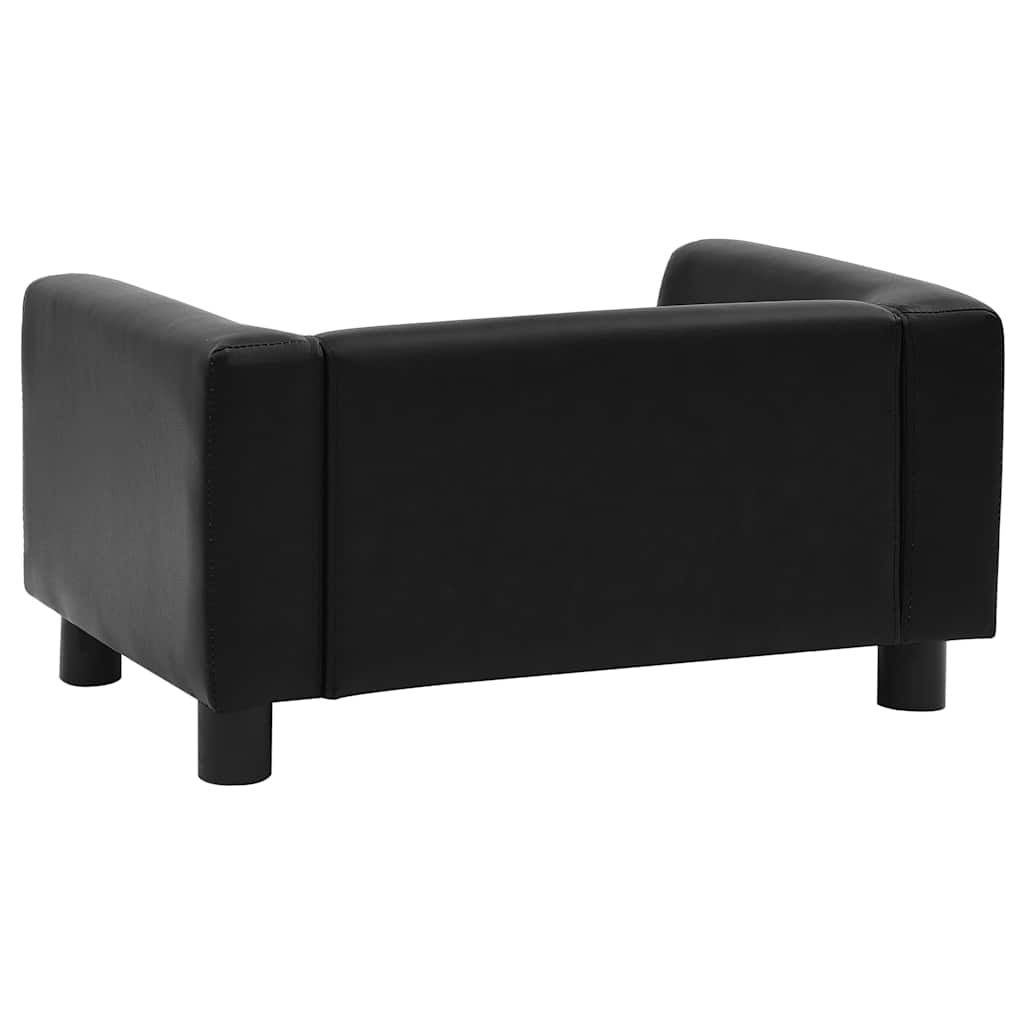 vidaXL Sofa dla psa, czarna, 60x43x30 cm, plusz i sztuczna skóra