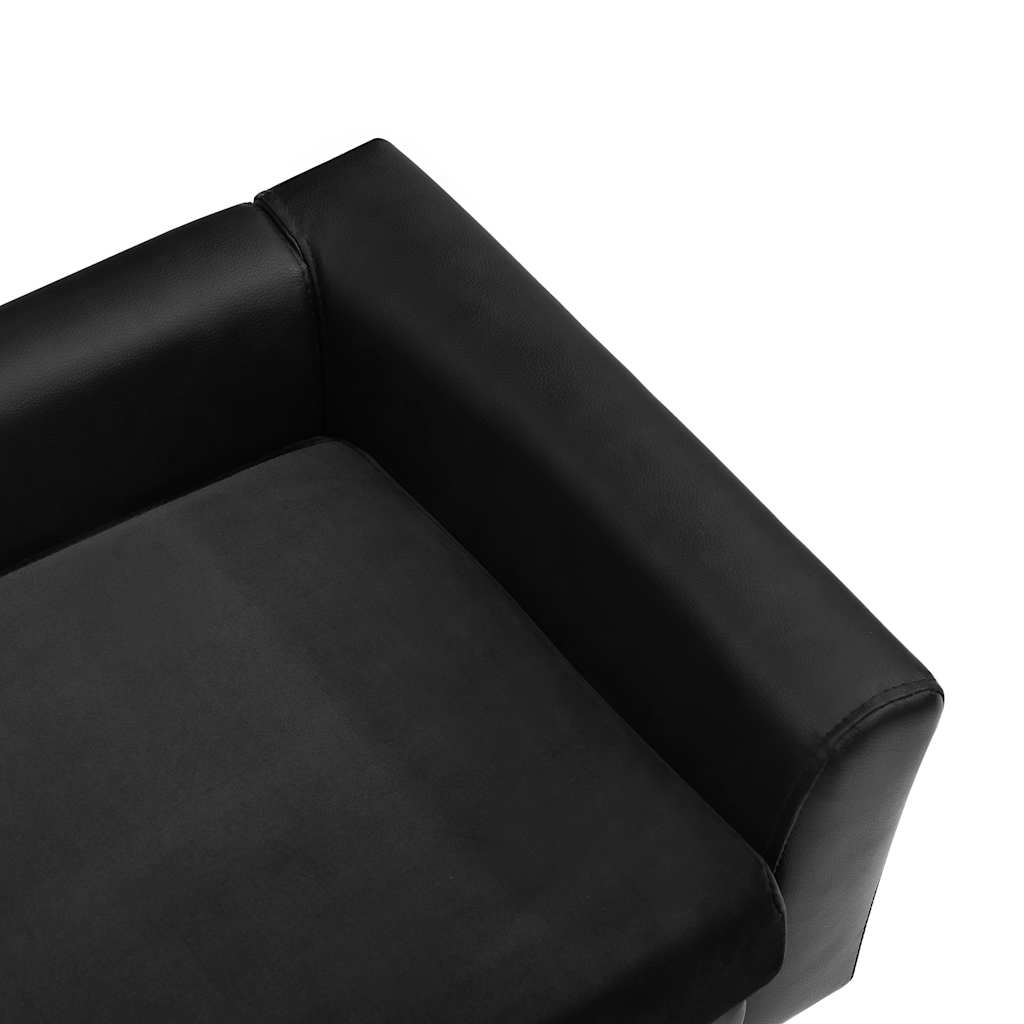 vidaXL Sofa dla psa, czarna, 60x43x30 cm, plusz i sztuczna skóra