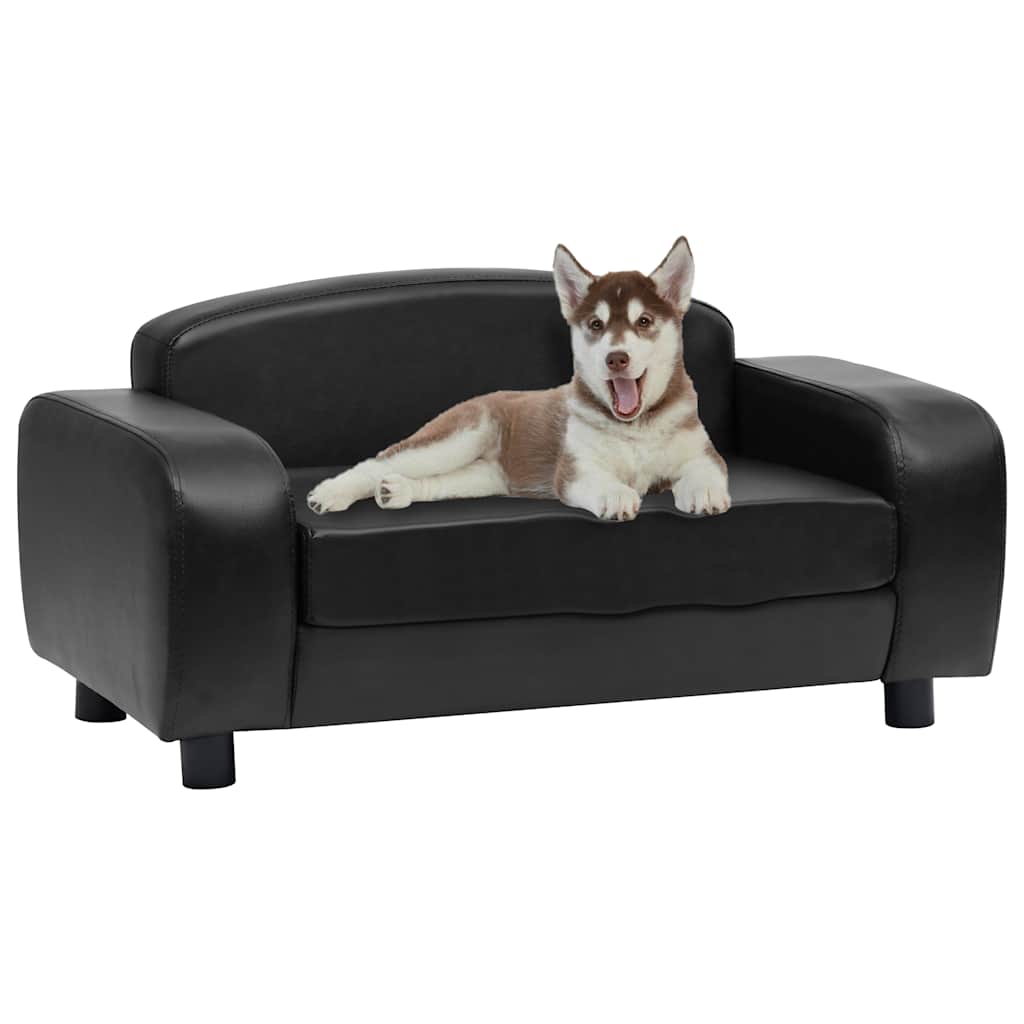 vidaXL Sofa dla psa, czarna, 80x50x40 cm, sztuczna skóra