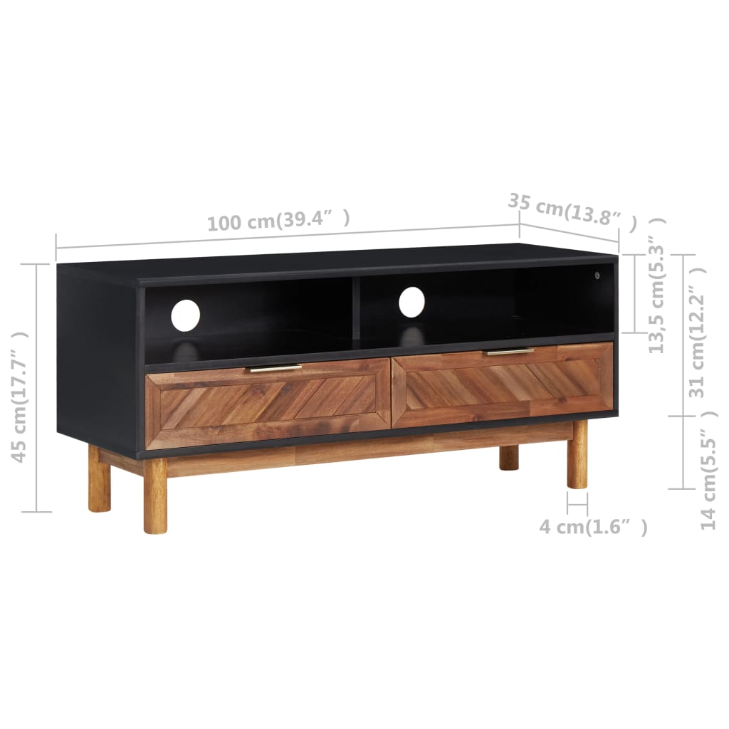 vidaXL Szafka pod TV, 100x35x45 cm, lite drewno akacjowe i MDF