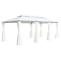 vidaXL Altana z zasłonami, 600x298x270 cm, biała, 180 g/m²