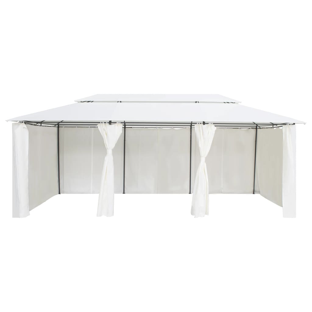 vidaXL Altana z zasłonami, 600x298x270 cm, biała, 180 g/m²